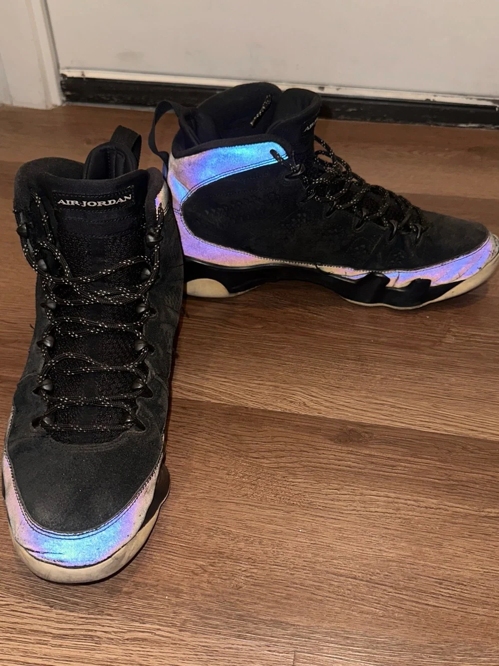 Air Jordan 9 Black Sneakers with Iridescent Accent